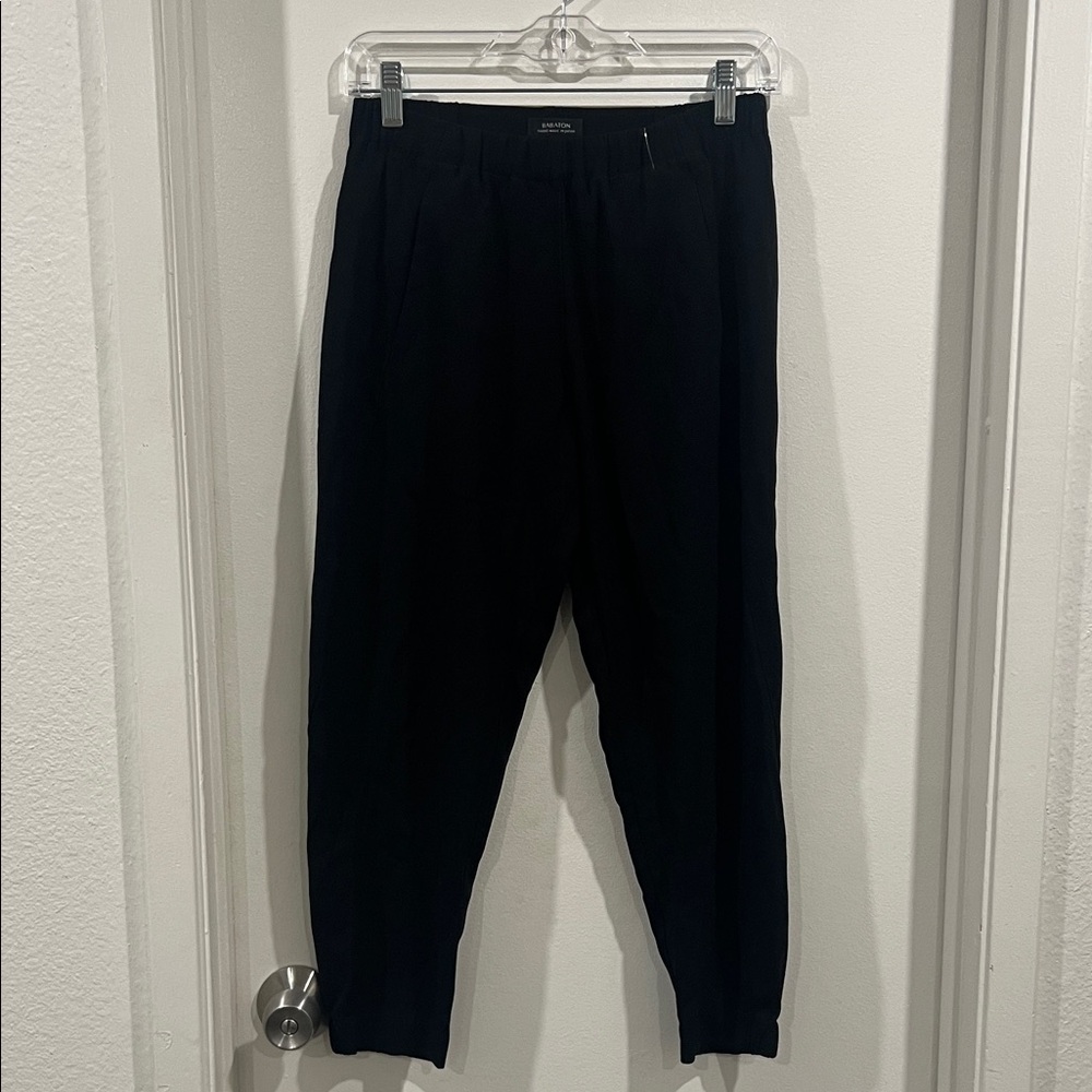 Aritzia Babaton Midnight Black Ankle Pants Pull On Crop Light Weight Size XS